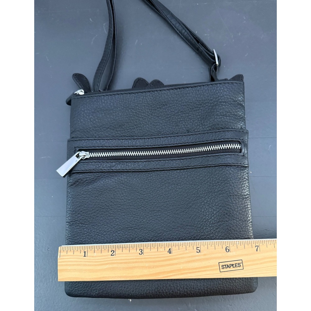 Giani Bernini Softy Core Black Leather Crossbody Silver Hardware Organize Travel - Picture 6 of 11